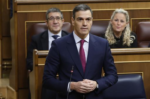 7/02/2024. Sánchez attends the Government control session in the Lower House of Parliament. The President of the Government of Spain, Pedro ...