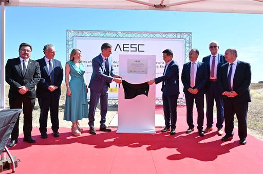 8/07/2024. Pedro Sánchez presides over the ceremony to lay the cornerstone of the AESC's lithium battery gigafactory in Navalmoral de la Mata (Cáce...