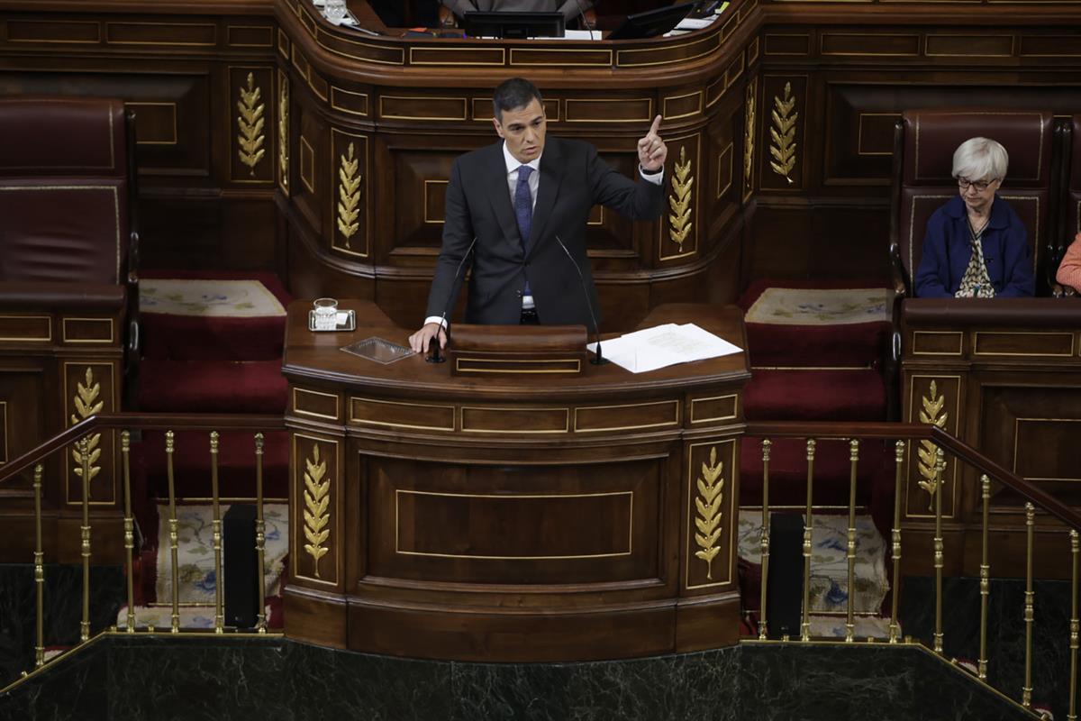 9/10/2024. Pedro Sánchez comparece en el Congreso de los Diputados. El presidente del Gobierno, Pedro Sánchez, durante su comparecencia en e...