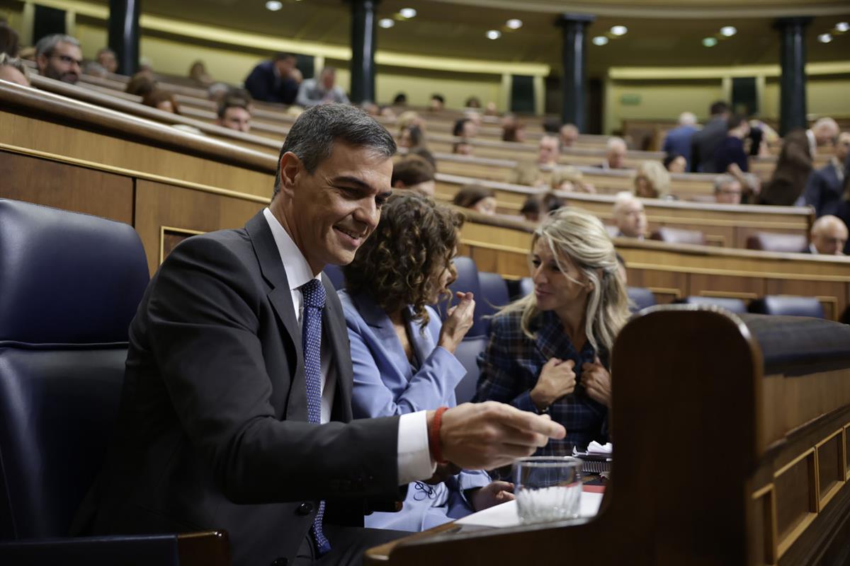 9/10/2024. Pedro Sánchez comparece en el Congreso de los Diputados. El presidente del Gobierno, Pedro Sánchez, en su escaño del Congreso de ...