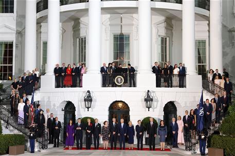 10/07/2024. Pedro Sánchez participa en la cumbre de la OTAN (primera jornada). Los jefes de Estado y/o Gobierno a su llegada a la Casa Blanc...