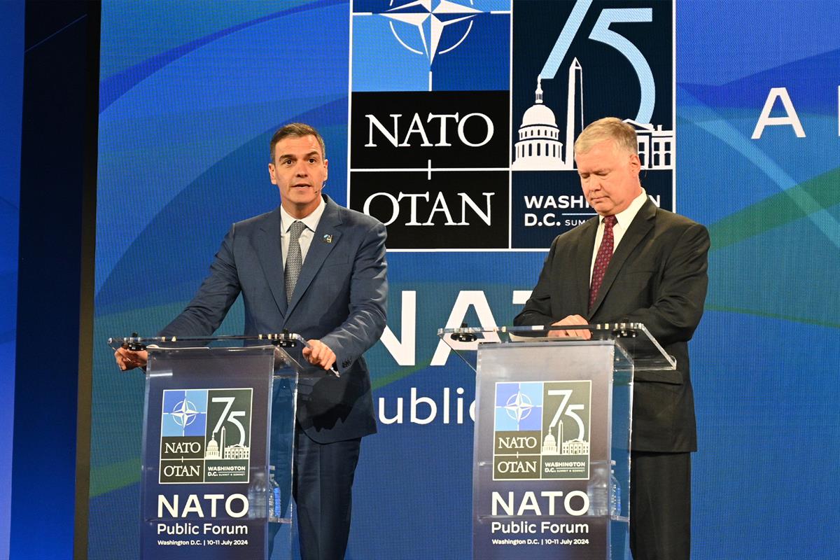 10/07/2024. Pedro Sánchez participa en la cumbre de la OTAN (primera jornada). Pedro Sánchez participa en el Foro Público de la OTAN.