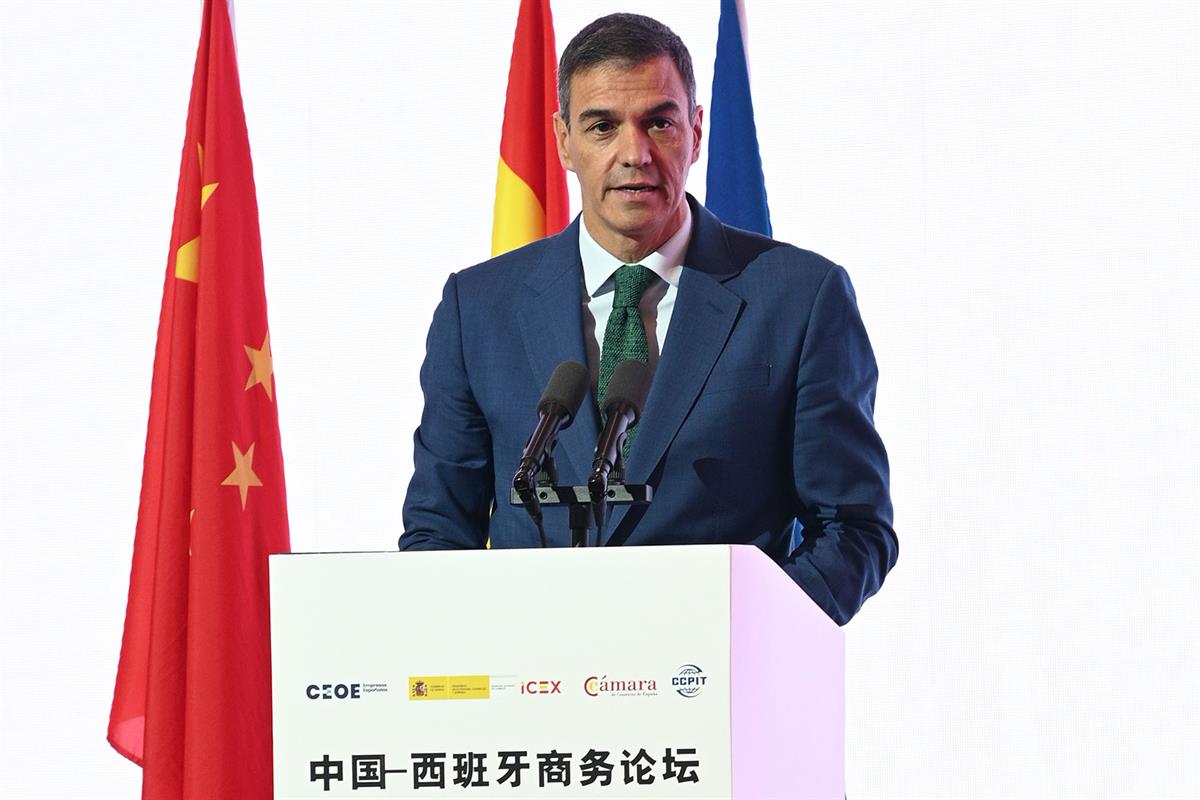 Pedro Sánchez, en la sesión inaugural del Encuentro Empresarial España-China,