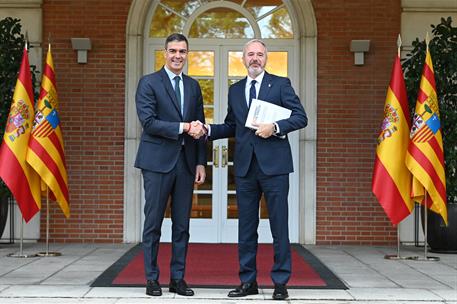 10/10/2024. Pedro S&#225;nchez recibe al presidente de Arag&#243;n. El presidente del Gobierno, Pedro S&#225;nchez, recibe al presidente de Arag&#243;n, Jorge A...