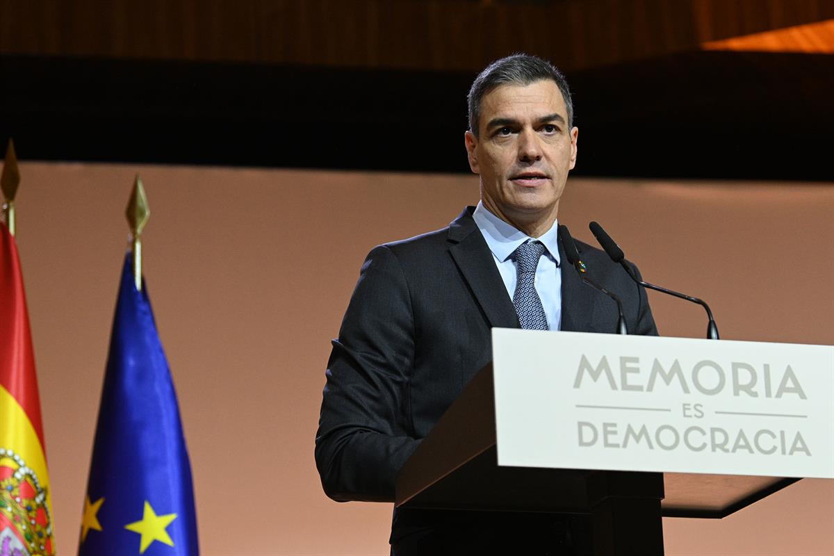 10/12/2024. Pedro Sánchez interviene en el acto del 'Día de recuerdo y homenaje a las víctimas de la Dictadura'. Pedro Sánchez durante su in...