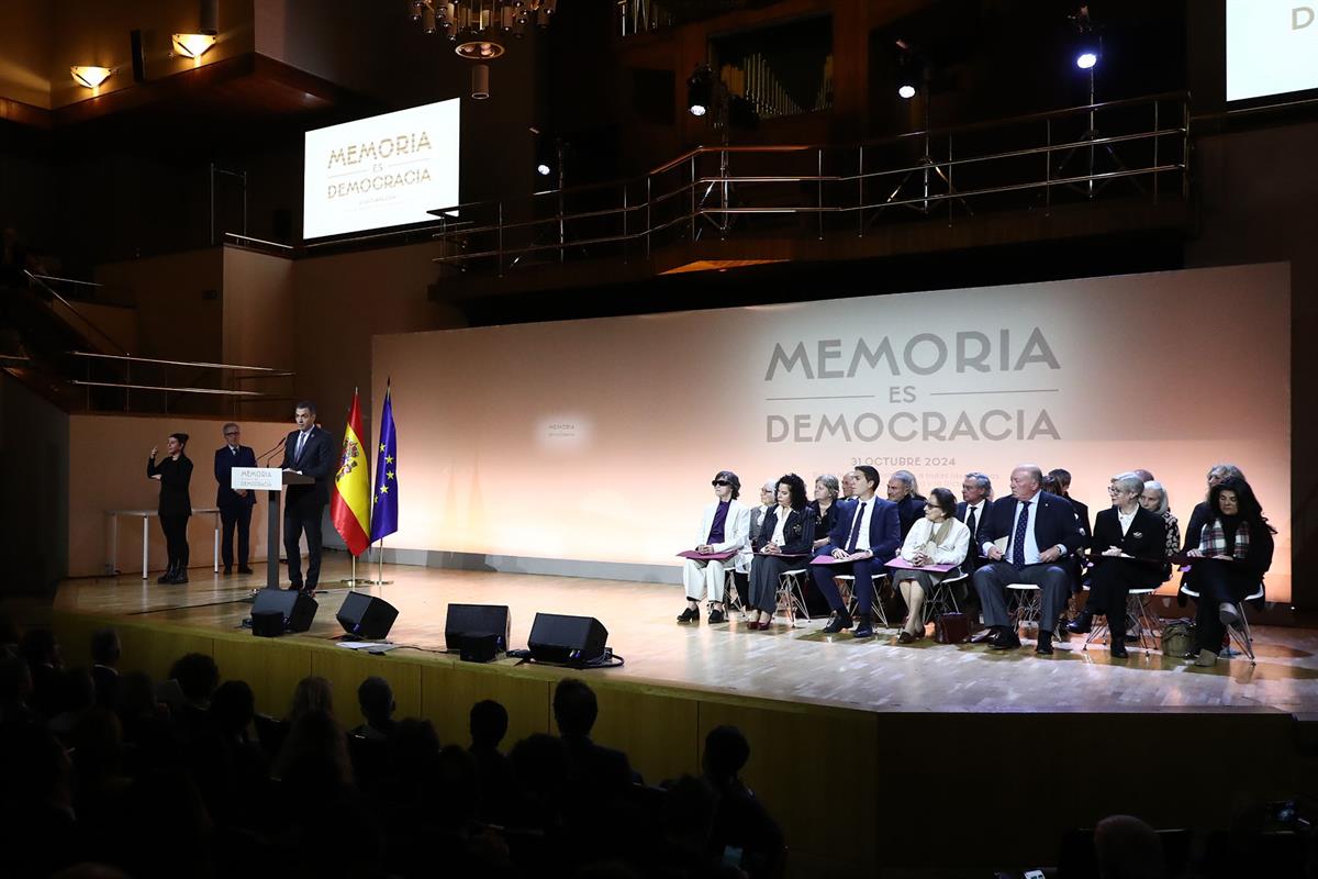 10/12/2024. Pedro Sánchez interviene en el acto del 'Día de recuerdo y homenaje a las víctimas de la Dictadura'. El presidente del Gobierno,...