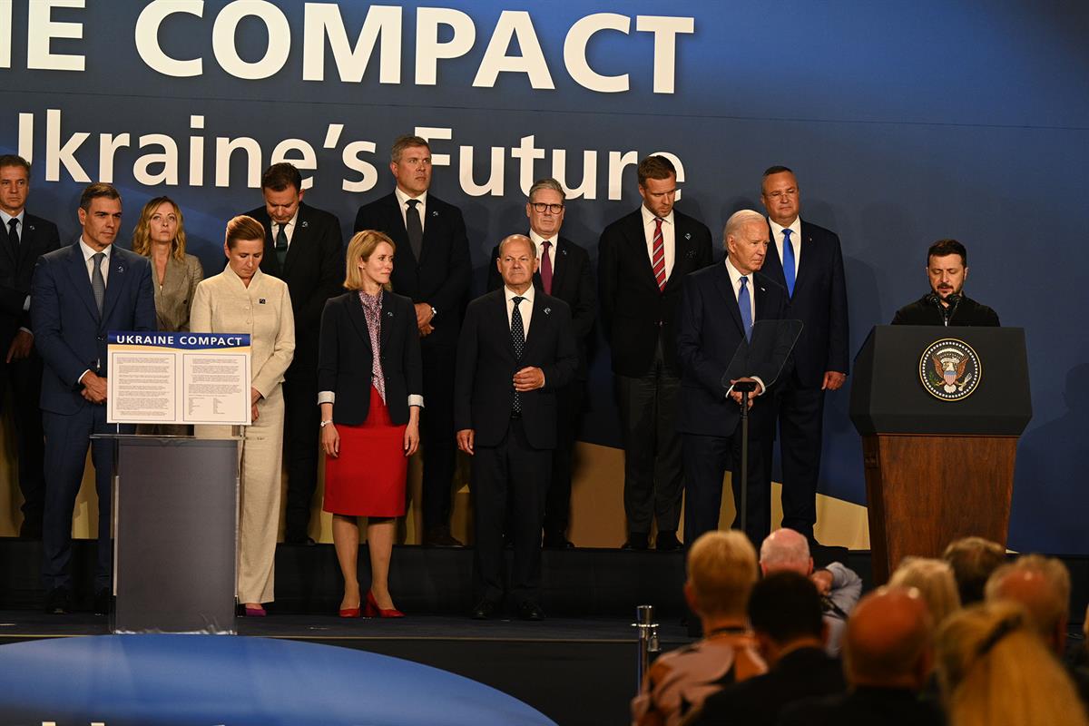 11/07/2024. Pedro Sánchez participa en la cumbre de la OTAN (segunda jornada). El presidente del Gobierno, Pedro Sánchez, junto a otros mand...