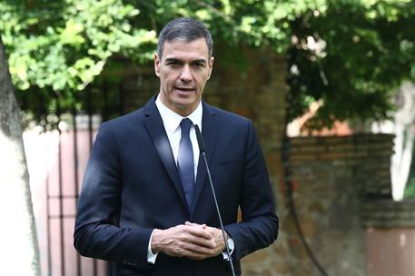 11/10/2024. Pedro S&#225;nchez es recibido en audiencia por el Papa. El presidente del Gobierno, Pedro S&#225;nchez, responde a las preguntas de los m...