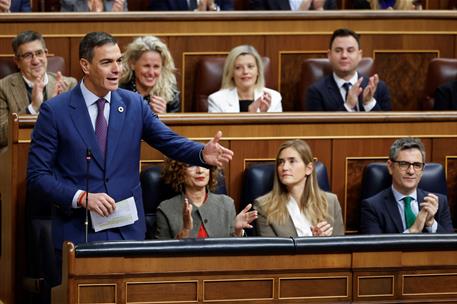 11/12/2024. Pedro S&#225;nchez interviene en la sesi&#243;n de control al Gobierno. El presidente del Gobierno, Pedro S&#225;nchez, responde a las pregunta...