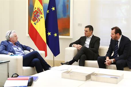 12/01/2024. Encuentro de Pedro Sánchez y el consejero delegado de Ryanair, Michael O´Leary, con la asistencia de Óscar Puente.. El president...