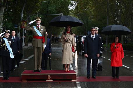 12/10/2024. Pedro Sánchez attends the events to commemorate Spain's National Day. Princess Leonor, the King and Queen, the President of the ...