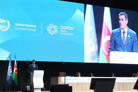 12/11/2024. Pedro S&#225;nchez participa en la 29&#186; Conferencia de la ONU sobre Cambio Clim&#225;tico. El presidente del Gobierno, Pedro S&#225;nchez, duran...