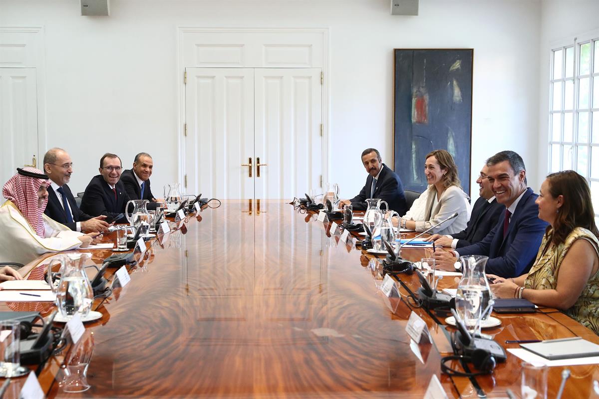 13/09/2024. Sánchez reunion aplicación de los dos Estados. El presidente del Gobierno, Pedro Sánchez, en el encuentro de la 'Reunión de Madr...