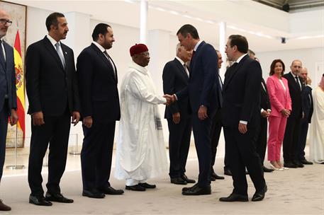 13/09/2024. Sánchez reunion aplicación de los dos Estados. El presidente del Gobierno, Pedro Sánchez, recibe a los participantes de la 'Reun...