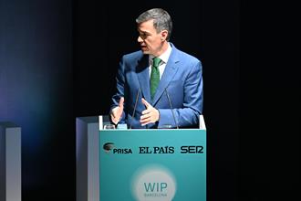 El presidente del Gobierno, Pedro Sánchez, durante su intervención