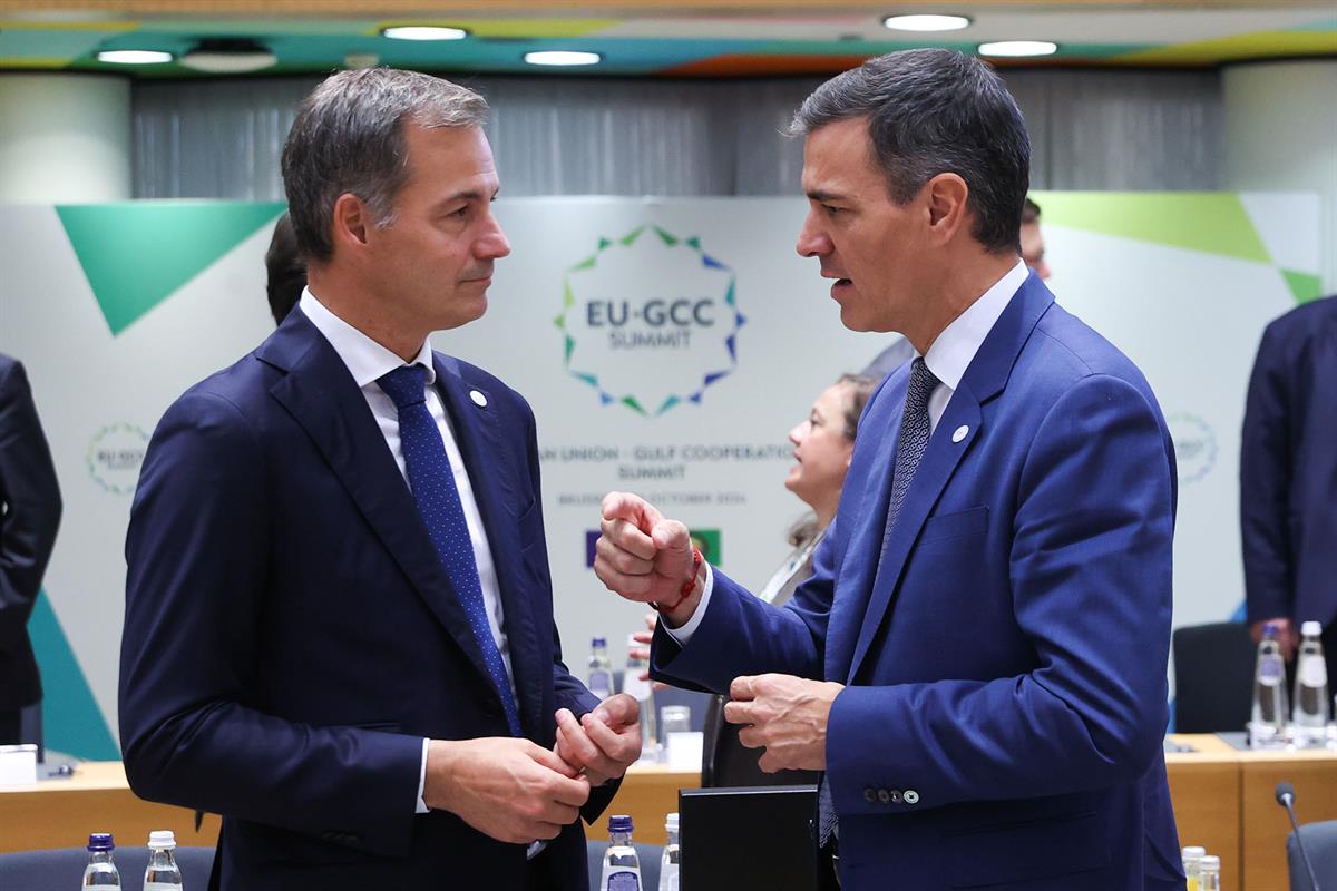 16/10/2024. Pedro Sánchez participa en la Cumbre UE-Consejo de Cooperación del Golfo Pérsico. El presidente del Gobierno, Pedro Sánchez, con...