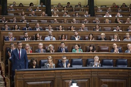 16/10/2024. Pedro S&#225;nchez asiste a la sesi&#243;n de control en el Congreso. El presidente del Gobierno, Pedro S&#225;nchez, interviene en la sesi&#243;n d...