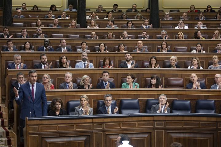 16/10/2024. Pedro Sánchez attends the Government control session in the Lower House of Parliament. The President of the Government of Spain,...