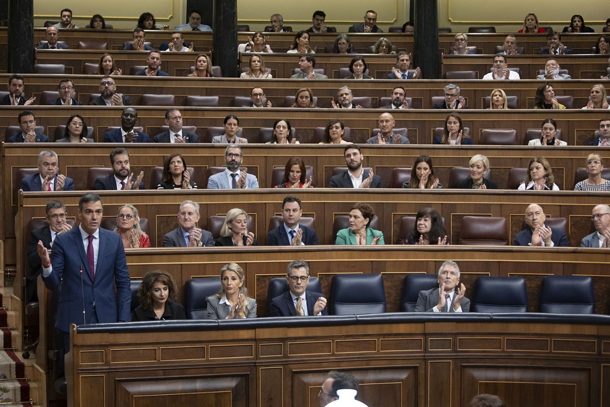 16/10/2024. Pedro Sánchez asiste a la sesión de control en el Congreso. El presidente del Gobierno, Pedro Sánchez, interviene en la sesión d...