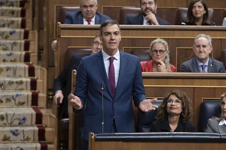 Pedro Sánchez asiste a la sesión de control en el Congreso