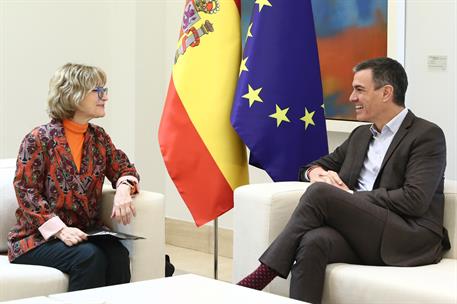 16/12/2024. Pedro Sánchez recibe a la secretaria general de Amnistía Internacional, Agnès Callamard. El presidente del Gobierno, Pedro Sánch...