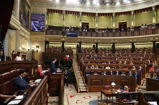 17/07/2024. The President of the Government of Spain appears in the Lower House of Parliament. The President of the Government of Spain, Ped...