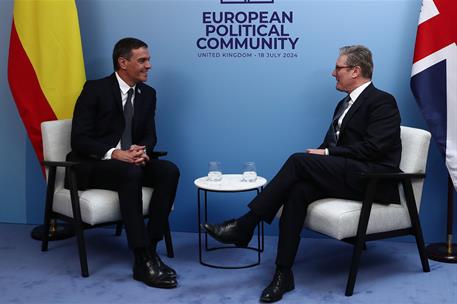18/07/2024. European Political Community Summit. Meeting between the President of the Government of Spain, Pedro S&#225;nchez, and the Prime Mini...