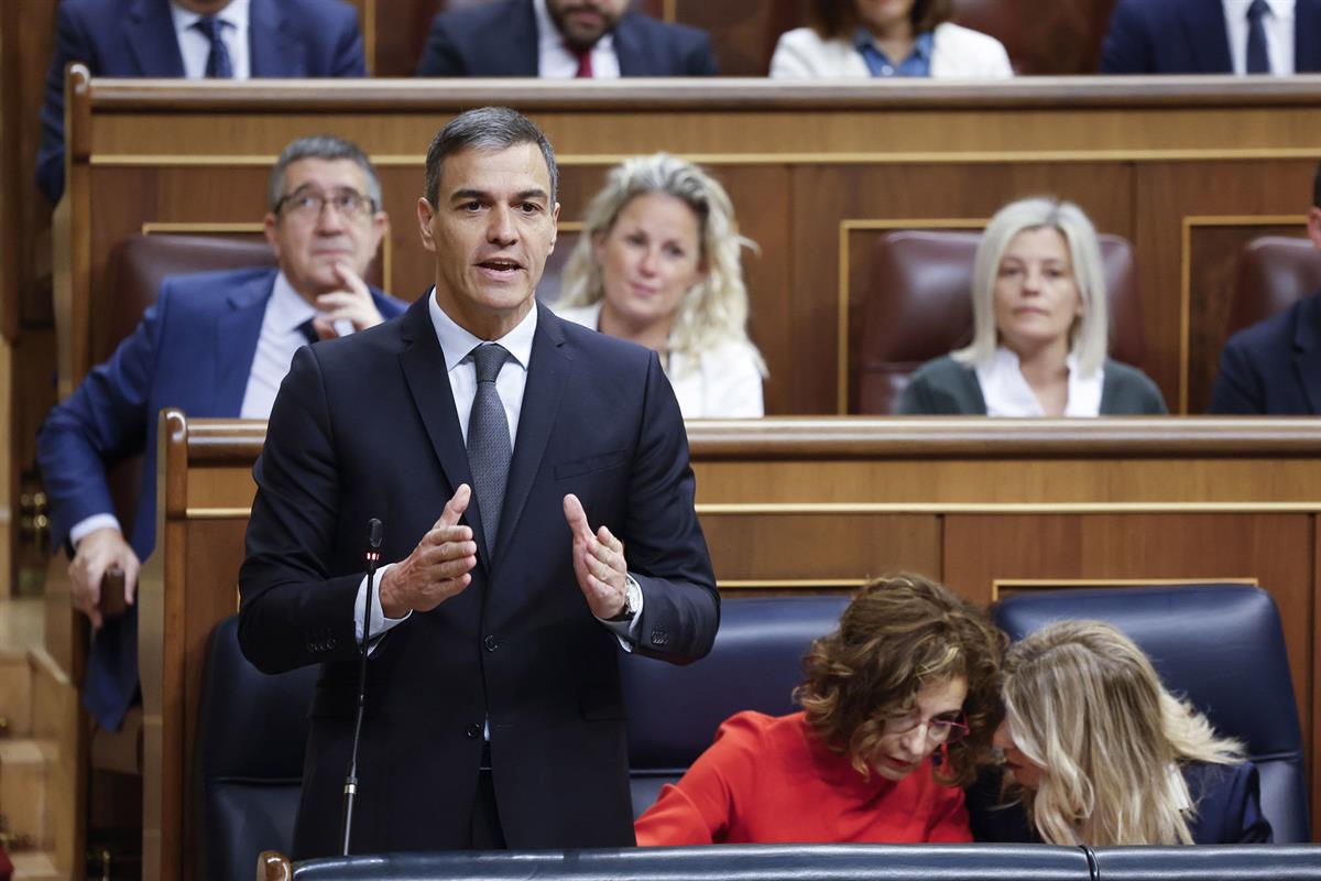 19/06/2024. Control session in the Lower House of Parliament. The President of the Government of Spain, Pedro Sánchez, during his speech at ...