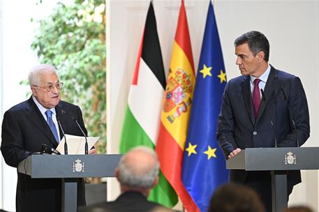 19/09/2024. Pedro Sánchez recibe al presidente del Estado de Palestina, Mahmoud Abbas. El presidente del Gobierno, Pedro Sánchez, y el presi...