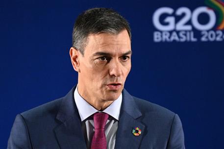 19/11/2024. El presidente del Gobierno asiste a la Cumbre del G20. El presidente del Gobierno, Pedro S&#225;nchez, en la Cumbre del G20.