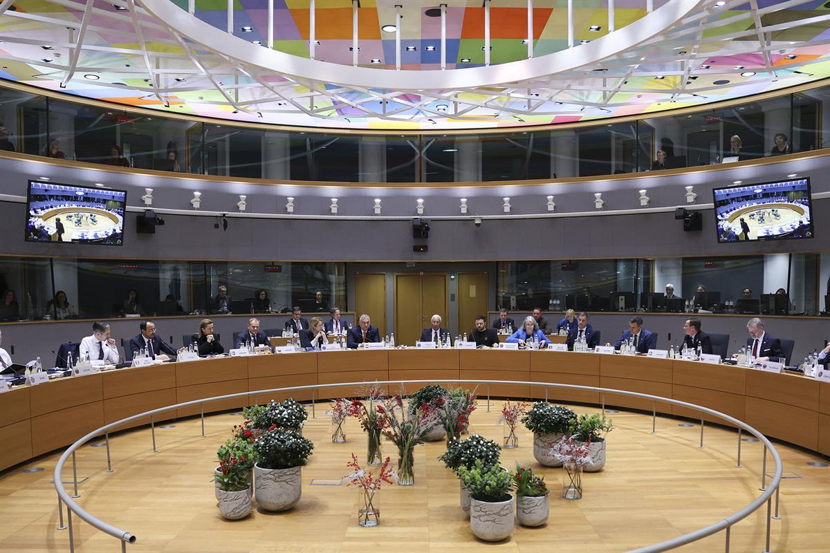 19/12/2024. Pedro Sánchez participa en el Consejo Europeo. Los líderes europeos durante la sesión de trabajo del Consejo.