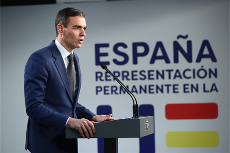 19/12/2024. Pedro Sánchez attends the European Council meeting. Appearance of the President of the Government of Spain, Pedro Sánchez, after...