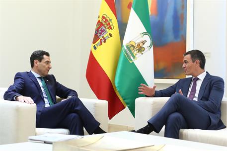 20/09/2024. Encuentro del presidente del Gobierno con el presidente de la Junta de Andalucía. El presidente del Gobierno, Pedro Sánchez, y e...