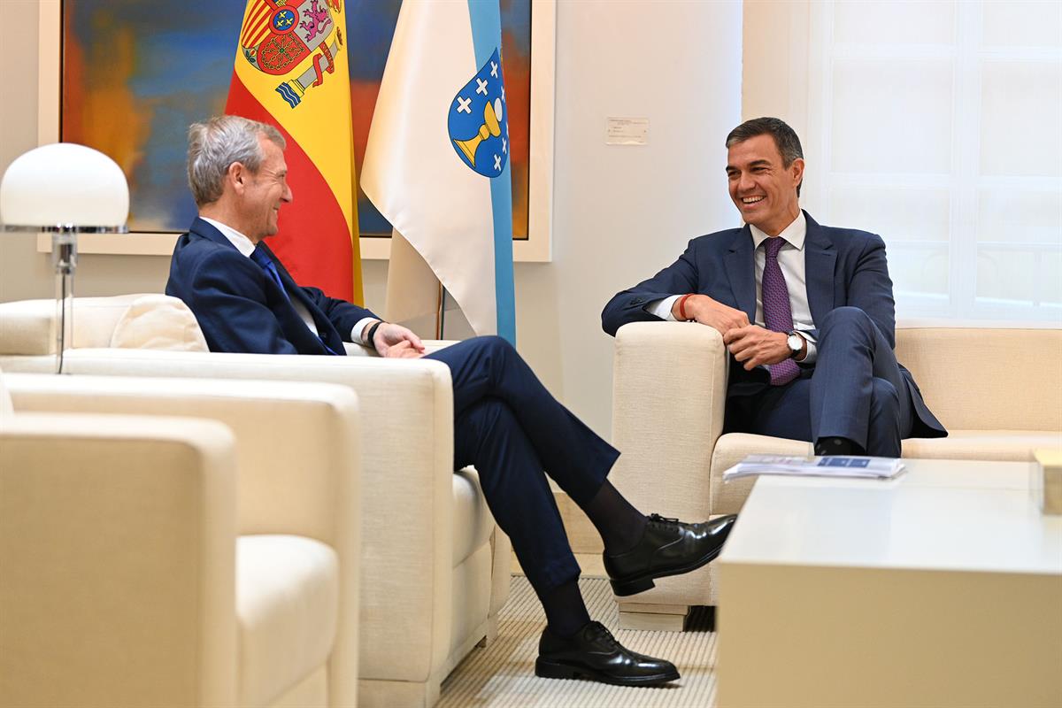 20/09/2024. Pedro Sánchez se reúne con el presidente de la Xunta de Galicia, Alfonso Rueda. El presidente del Gobierno, Pedro Sánchez, se re...