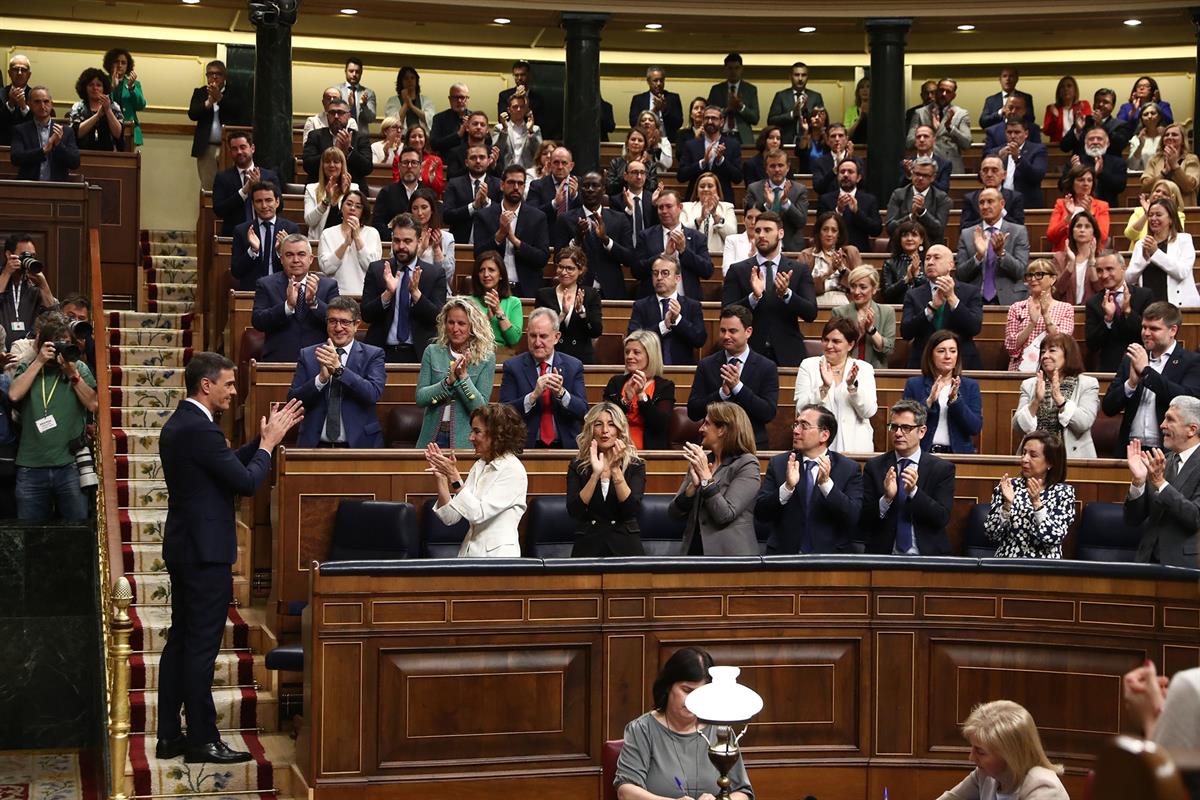 22/05/2024. Pedro Sánchez comparece en el Pleno del Congreso de los Diputados. El presidente del Gobierno, Pedro Sánchez, al finalizar su co...