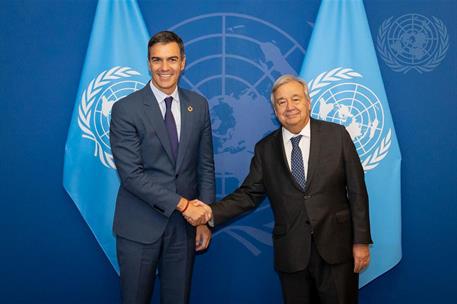 23/09/2024. Meeting between Pedro S&#225;nchez and the Secretary-General of the United Nations, Ant&#243;nio Guterres. Meeting between Pedro S&#225;nchez a...