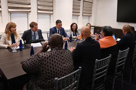 23/09/2024. Encuentro de Pedro Sánchez con la presidenta de Barbados. Encuentro de Pedro Sánchez con la presidenta de Barbados