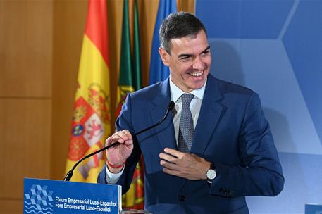 23/10/2024. Pedro S&#225;nchez participa en la XXXV Cumbre Hispano-Portuguesa. El presidente del Gobierno, Pedro S&#225;nchez, durante la clausura de ...