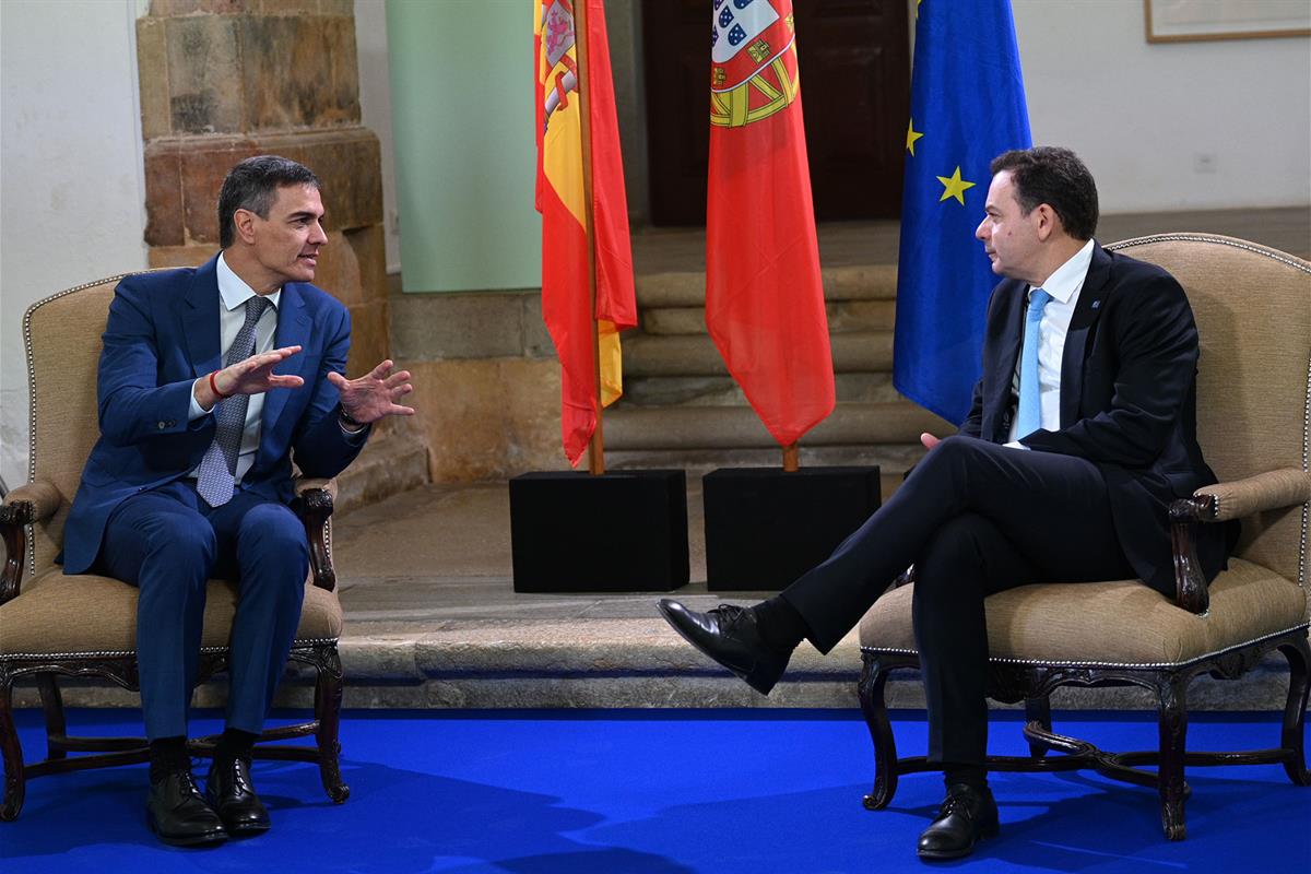 El presidente del Gobierno, Pedro Sánchez, durante el encuentro bilateral con el primer ministro de la República Portuguesa