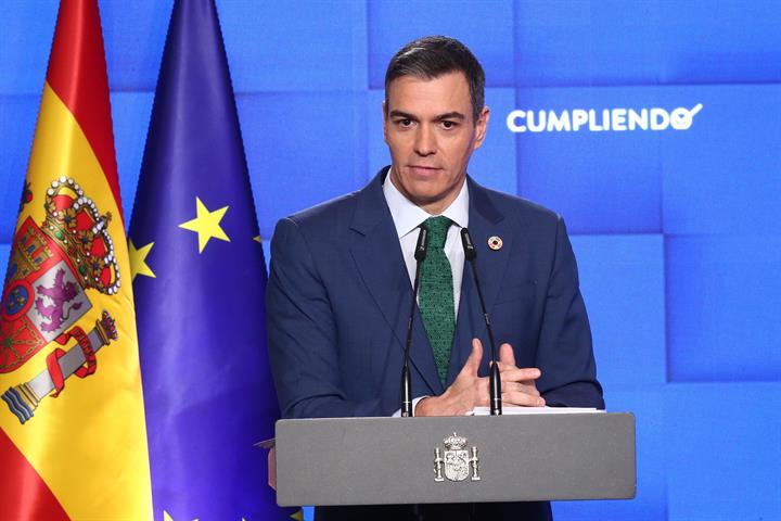 23/12/2024. Pedro Sánchez hace balance del curso político y explica los acuerdos del Consejo de Ministros. El presidente del Gobierno, Pedro...