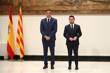24/07/2024. Pedro Sánchez se reúne con Pere Aragonés. El presidente del Gobierno, Pedro Sánchez, junto al presidente de la Generalitat de Ca...
