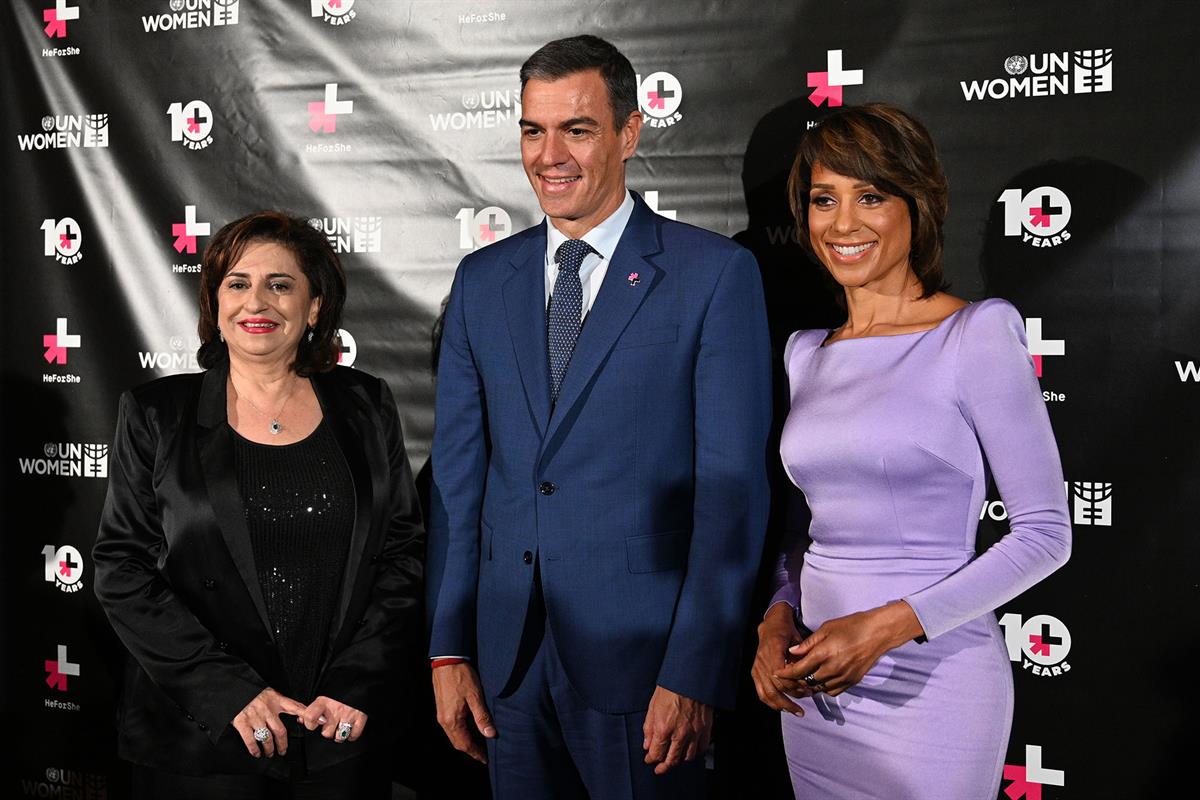 24/09/2024. Pedro Sánchez attends the HeForShe Alliance event. The President of the Government of Spain, Pedro Sanchez, is received at the H...