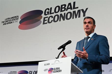 24/09/2024. Pedro Sánchez interviene en el Foro económico España, Latinoamérica y Estados Unidos en la economía global. Pedro Sánchez interv...