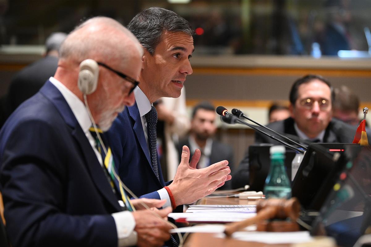 24/09/2024. Pedro Sánchez attends the Spain-Brazil event 'In Defence of Democracy. Fighting extremism'. The President of the Government of S...