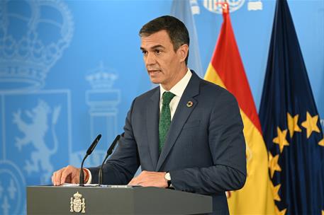 25/09/2024. Pedro S&#225;nchez comparece ante los medios de comunicaci&#243;n, en la sede de la Representaci&#243;n Permanente de Espa&#241;a ante Naciones Unidas