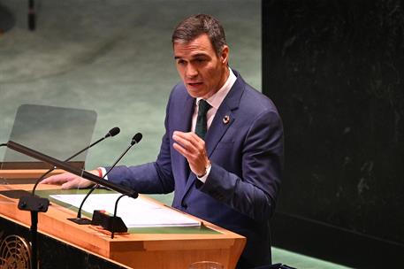 25/09/2024. Pedro S&#225;nchez speaks in the the UN General Assembly. Pedro S&#225;nchez speaks in the the UN General Assembly