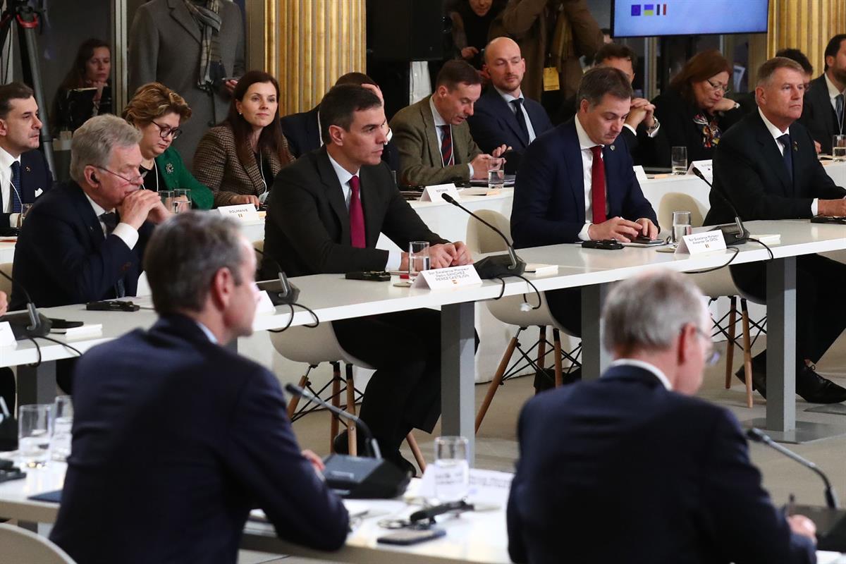 26/02/2024. Pedro Sánchez particpa en la Reunión de Alto Nivel sobre Ucrania. El presidente del Gobierno, Pedro Sánchez, en el transcurso de...