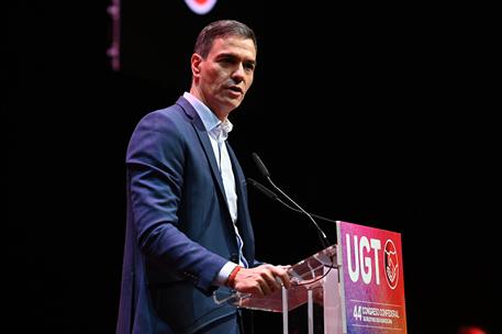 26/11/2024. Pedro Sánchez interviene en el 44º Congreso Confederal de UGT. El presidente del Gobierno, Pedro Sánchez, durante su intervenció...