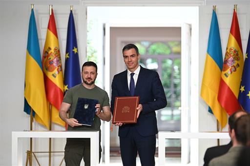 27/05/2024. Pedro Sánchez receives the president of Ukraine, Volodimir Zelensky. The President of the Government of Spain, Pedro Sánchez, an...