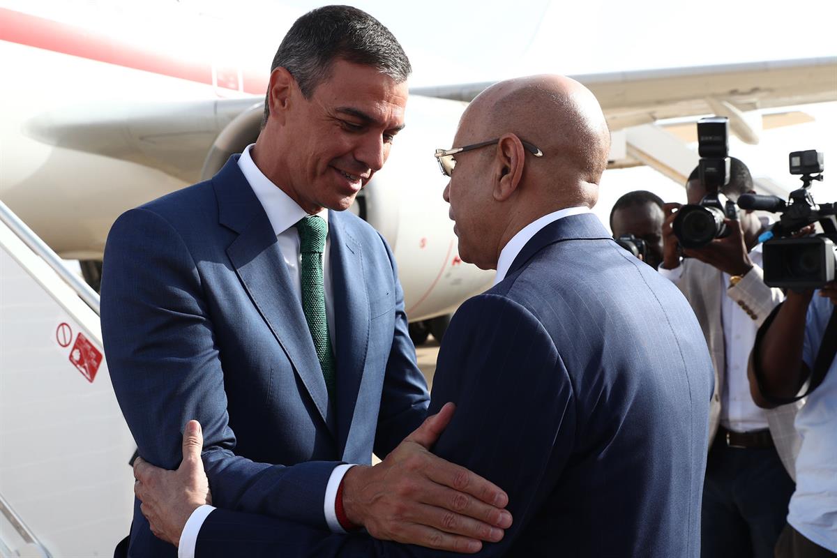 27/08/2024. Pedro Sanchez travels to Mauritania. The President of the Government of Spain, Pedro Sánchez, is received by the President of Ma...